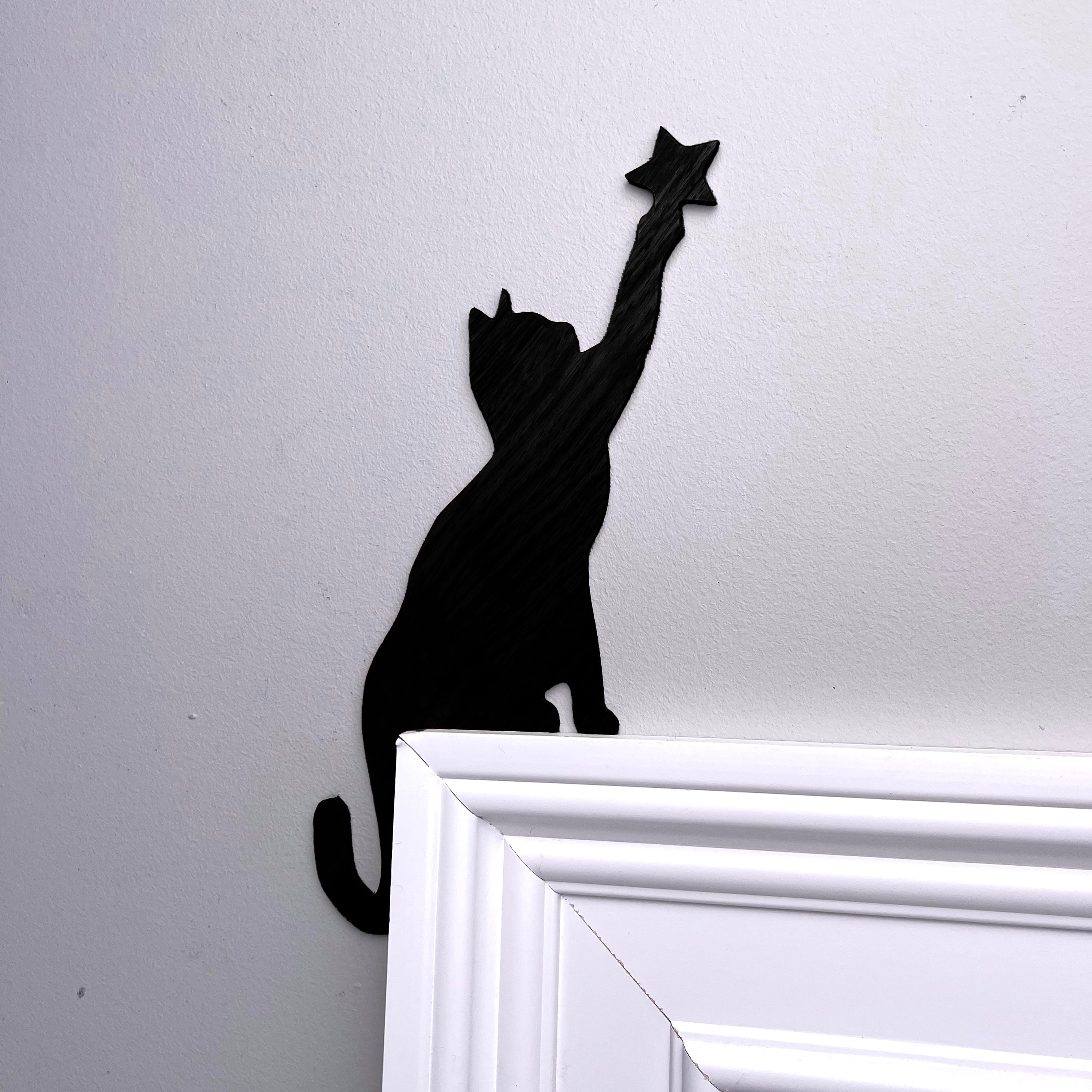 Cat Touching Star Door Topper
