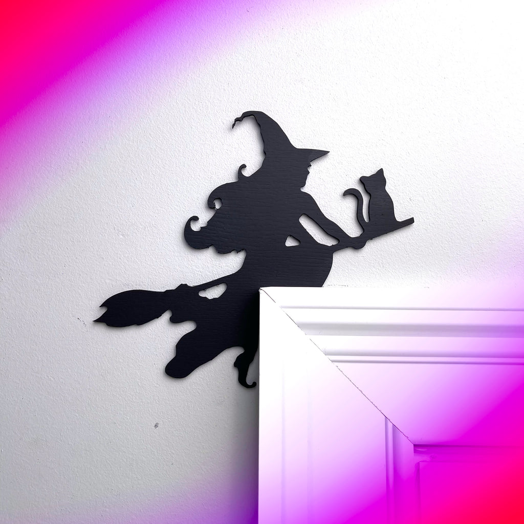 Witch Flying on a Broomstick Door Topper