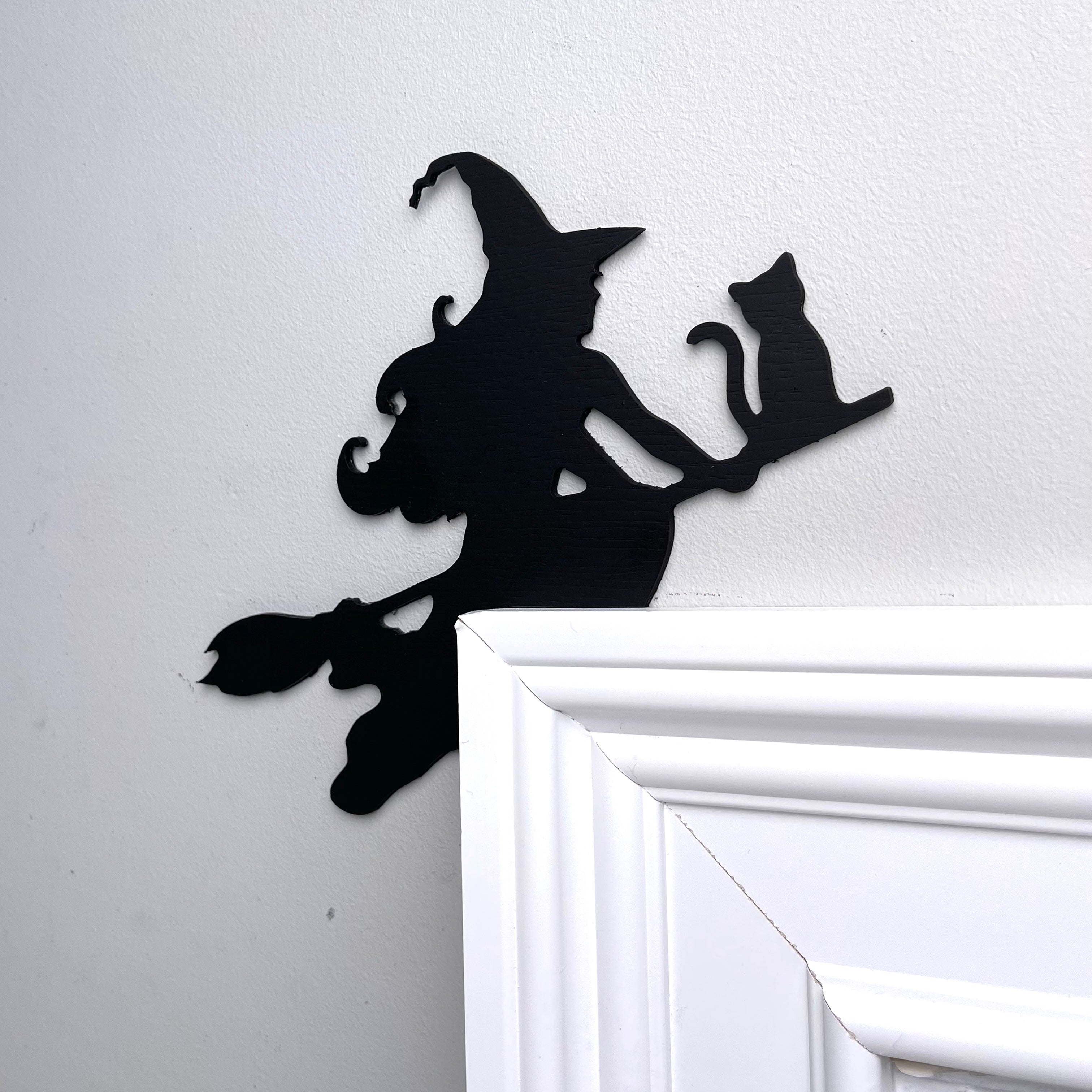 Witch Flying on a Broomstick Door Topper