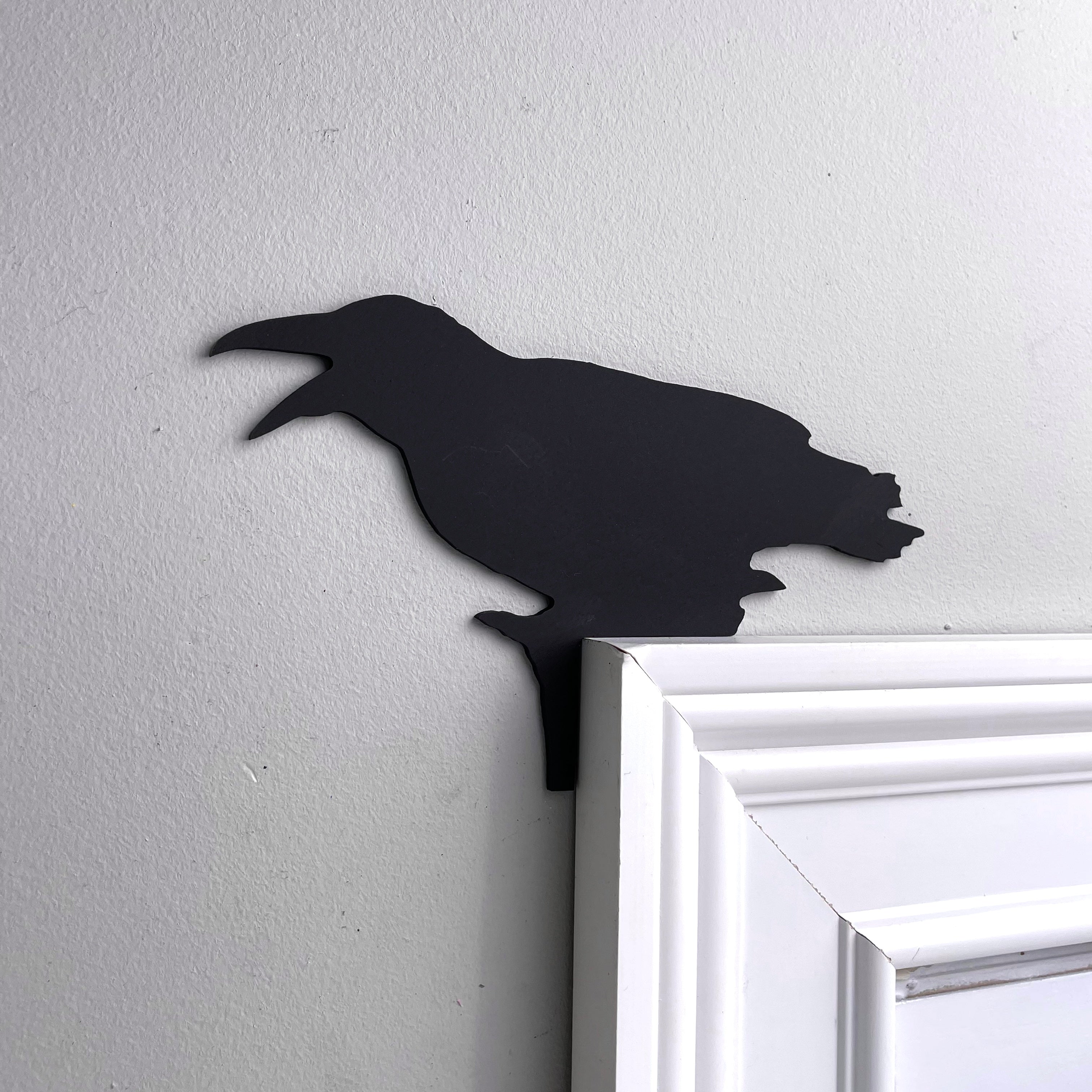 Black Crow Cawing Door Topper